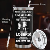 Gifts for Dad-Stocking Stuffers for Dad Husband Grandpa Adults Step Dad,Funny Gifts Christmas Gifts for Men Dad Birthday Gift for Dad-Dad Gifts for Fathers Day -Dad Joke Tumbler 20oz (Trump-Great dad)