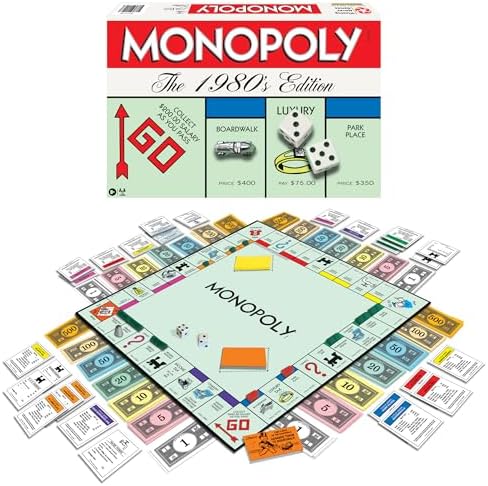 Monopoly The 1980's Edition With Original 1980's Artwork & Components incl. All Classic Tokens, by Winning Moves Games USA, Classic Family Board Game with Classic Tokens, for 2 to 8 Players, Ages 8+