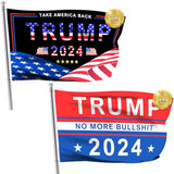 Trump 2024 Flag, 3x5 Feet Trump Flag Take American Back & NO MORE BULLSHIT,Trump Flag with Brass Buttonhole 100D Polyester Yarn UV protection Fade Resistant for Indoor Outdoor