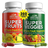 COUNTRY FARMS Fruits and Vegetables Supplement, 180 Fruit and 180 Veggie Capsules, Greens and Reds Packed with Superfoods, Powerful Antioxidants, 60 Servings