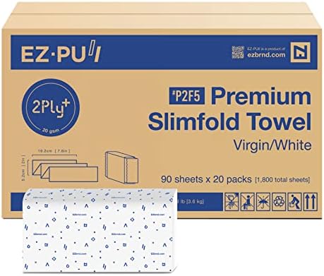 EZbrnd Premium Soft 2ply+ SLIMFOLD Paper Towels, 90 sheets x 20 pk, P2F5 (04442)