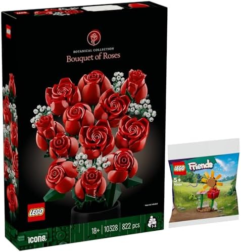 BRICKCOMPLETE Lego Flower Set: 10328 Rose Bouquet & 30659 Flower Garden
