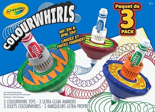 Crayola Colourwhirls (3ct), Spin Art Toy, Spinning Top Toy for Kids, Arts & Crafts Kit, Gift for Boys & Girls, Ages 6, 7, 8