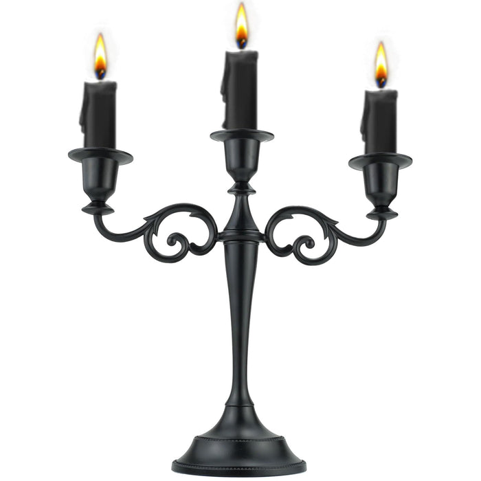 Viscacha 3-Arm Black Metal Candelabra Halloween Centerpiece Taper Holder