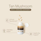 EcoNugenics Ten Mushroom Supplement 120 Capsules - Medicinal Mushroom Complex & Immune System Support - Reishi, Lions Mane, Cordyceps, Turkey Tail, Maitake, Shiitake