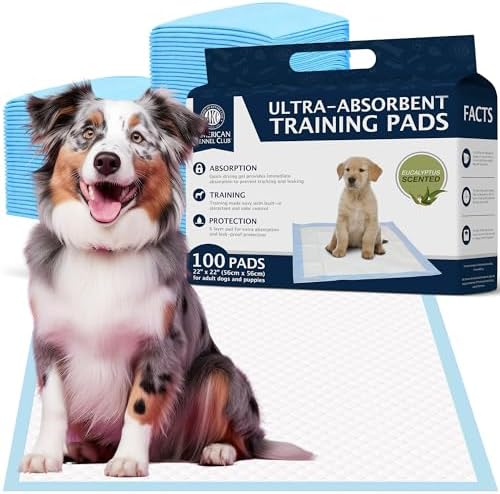 Puppy Training Pads Ultra Absorbent 6-Layer Leak-proof Protection with Quick Dry Gel – 22 x 22 Pee Pads - Eucalyptus Scented - Pack of 100