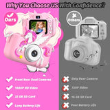 Upgrade Kids Camera for Boys Girls, Toddler Digital Selfie Camera with Cute Protective Cover and 32G SD Card, Christmas Birthday Gifts Toys for 3 4 5 6 7 8 9 10 11 12 Years Old Little Girls and Boys