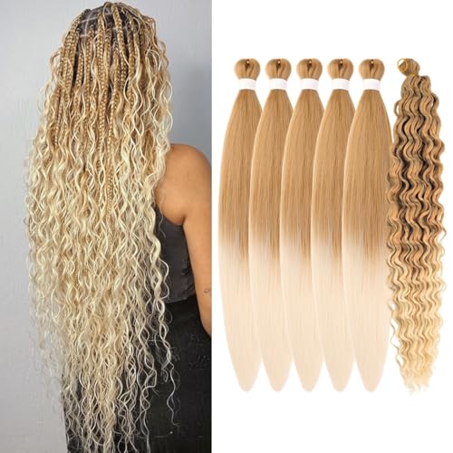 Honey Blonde Boho Braiding Hair Synthetic 27/613# Deep Wave Boho Braids Hair for Braiding