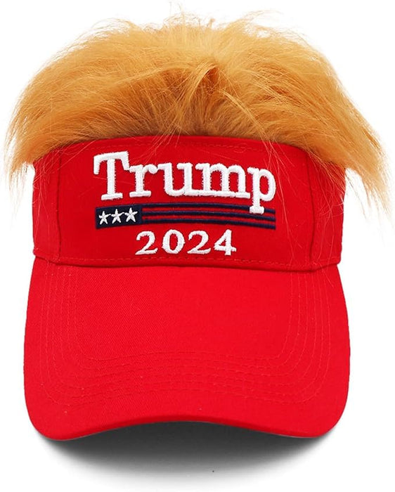 Trump Hat 2024 with Hair, Donald Trump Costume Merchandise Make America Great Again Wig Hat Embroidered Ultra Adjustable MAGA Golf Baseball Cap