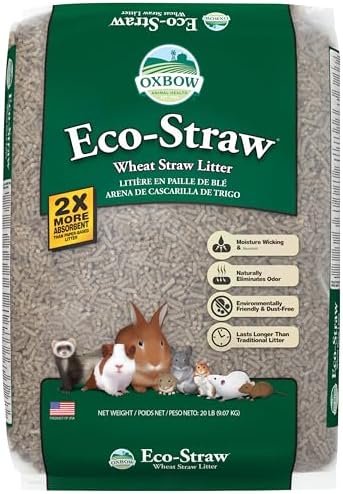Oxbow Eco Straw Pelleted Wheat Straw Litter for Small Animals- Dust-free & Environmentally Friendly- Moisture Wicking Litter- Naturally Eliminates Odor-Made in the USA- 20 lb. Bag