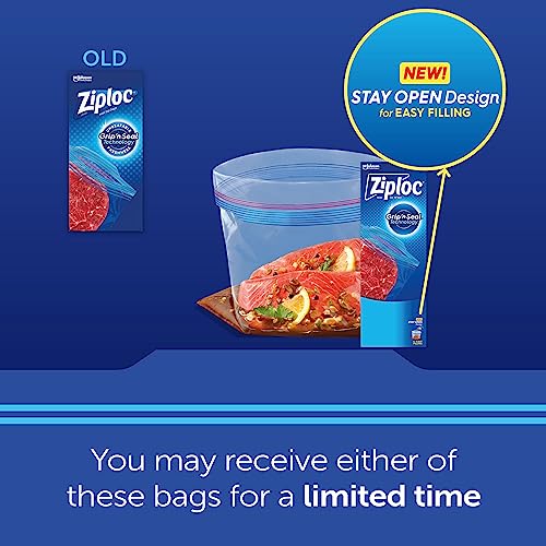 Ziploc Gallon Food Storage Freezer Bags, Stay Open Design with Stand-Up Bottom, Easy to Fill, 120 Bags Total