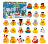 24 Pcs Countdown Christmas Rubber Ducks Advent Calendar, 2024 Rubber Ducks Bath Toys Advent Calendar, 24 Days Christmas Countdown Calendar Gifts (A)