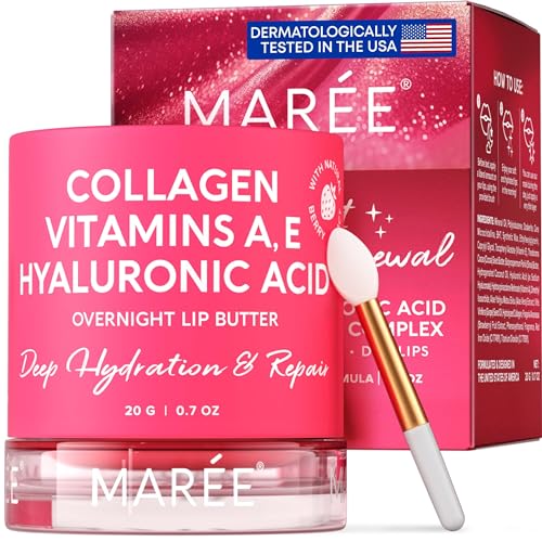 MAREE Lip Mask with Hyaluronic Acid - Overnight Butter Balm - Moisturizer for Very Dry Lips - Hidratante de Labios Care Hydration