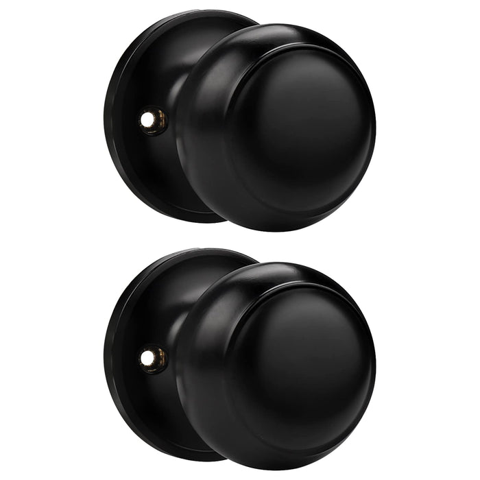 Probrico Black Half Dummy Door Knob, Round Non-Turning Inactive Door Knob for Closet French Door, 2 Pack