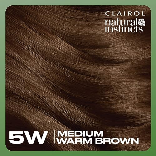 Clairol Natural Instincts Demi-Permanent Hair Dye, 5W Medium Warm Brown Hair Color, Pack of 3