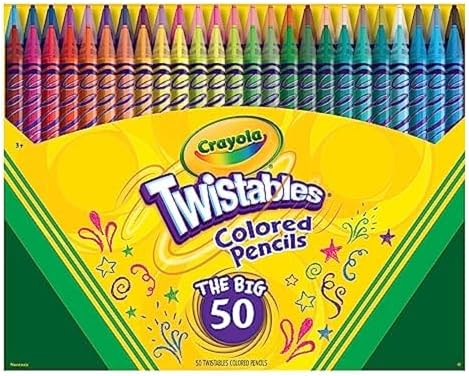 Crayola Twistables Colored Pencil Set (50ct), No Sharpen Colored Pencils For Kids, Coloring Book Pencils, Gifts for Kids, Ages 4+