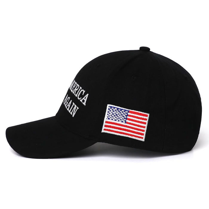 MAGA Hat Trump 2024,Embroidered Make America Great Again Donald Trump Slogan Hat and American Flag Adjustable Baseball Cap (MAGA and Flag Black)