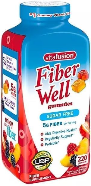 Generic Vita-Fusion Fiber Well Sugar Free Gummies Supplement, Peach, Strawberry and BlackBerry Flavored Supplements,Peach,Strawberry (220 Count)