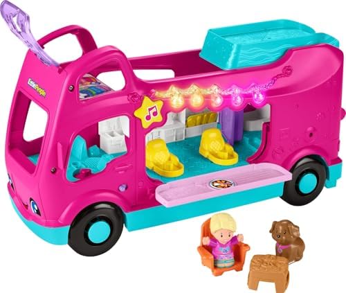 Fisher-Price Little People Toddler Toy Barbie Little Dreamcamper RV Playset with Music & Lights for Pretend Play Kids Ages 18+ Months