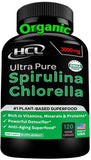 Organic Chlorella & Spirulina Powder Capsules – 3000 mg of Blue-Green Algae – Raw, Vegan Superfood – 100% Pure, Made in the USA