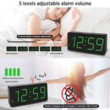 Peakeep Battery Operated Digital Clock, Alarm Clock for Bedrooms - Cordless Large Big Numbers 4 Dimmers for Seniors, Adjustable Volume Loud Alarm Clock for Heavy Sleepers Adults (Green Digits)