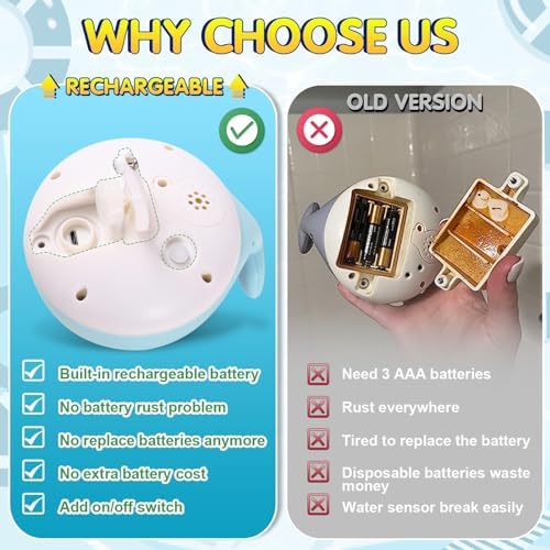 Gigilli Water Toys for Toddlers 1-3, Light Up Whale Water Spray Pool Toys for Infant 6-12 12-18 Months or Kids Ages 2-4, Rechargeable Blue