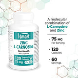 SuperSmart - Zinc L-Carnosine 75mg per Day (Well-Tolerated) - Zinc Carnosine Supplement | Non-GMO & Gluten Free - 120 Vegetarian Capsules