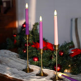 FREEPOWER Flameless Advent Candles - Set of 4 Battery Operated LED Advent Candle with Remote Control & Timer- 8-inch Tall Flicker Flame Battery Operated Taper Candles for Christmas Holiday