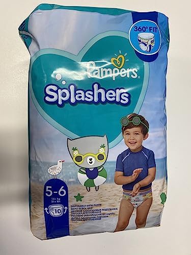 Pampers Splashers, Size 5-6, 10 Disposable Swim Diapers, 14 kg+, Comfort of a Swimsuit and Optimal Protection Pampers in Water, Random Model