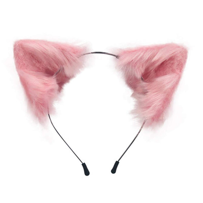 SMILETERNITY Handmade Fox Wolf Cat Ears Headwear Costume Accessories for Halloween Christmas Cosplay Party (Pink)