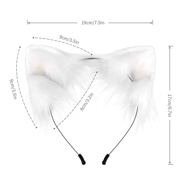 SMILETERNITY Handmade Fox Wolf Cat Ears Headwear Costume Accessories for Halloween Christmas Cosplay Party (White)