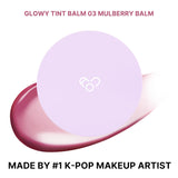 AOU GLOWY TINT BALM Tinted Lip Balm with Natural Gloss Instant Hydration for Chapped Lips 0.12Oz (03 Mulberry Balm)