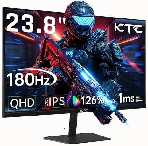 KTC 24 Inch 180Hz Gaming Monitor, 2K QHD Fast IPS PC Gaming Monitor, 1440p 1ms Computer Monitor 144Hz, G-Sync and FreeSync Compatibility, HDR Support, HDMI Displayport, VESA, Q24T09