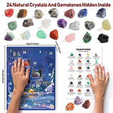 JELMOK Advent Calendar 2024, 24 Days Natural Healing Crystal Gemstones Minerals & Fossils Advent Calendar Crystals Christmas Calendar Enthusiasts Rocks Collection for Xmas Girls Boys Kids Men Women