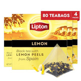 Lipton Black Tea Lemon, Pyramid Tea Bags, Flavored Teabags for a Refreshing Cup of Tea, 80 Total Tea Bags (20ct - Pack of 4)