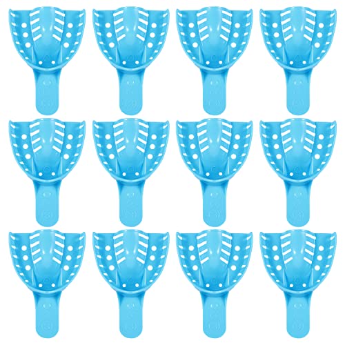 JMU Dental Impression Tray,Bag of 12 Perforated Disposable Trays,3 Medium Upper