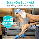 Vive Sock Aid - Easy On and Off Stocking Slider - Donner Pulling Assist Device - Sock Helper Aide Tool - Puller for Elderly, Senior, Pregnant, Diabetics - Pull Up Assistance Help