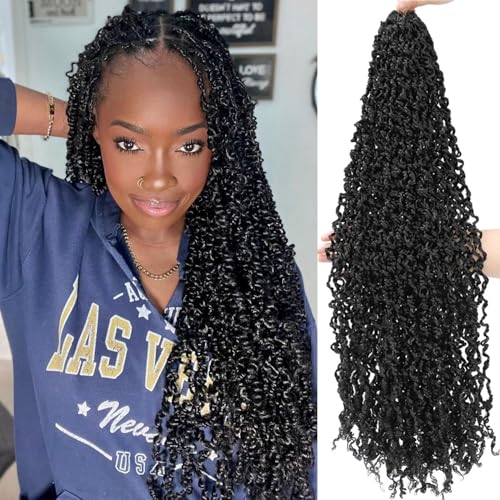 Boho Majesty Twist Crochet Hair 26" - 8 Packs Black Pre Twisted Micro Passion Twist Crochet Hair Curly Senegalese Dreadlocks Extensions Pre-looped Soft Locs Braids for Women Synthetic