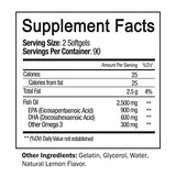 NutriFlair Omega-3 Fish Oil Supplement - Triple Strength 2500mg - 900mg EPA + 600mg DHA - No Fishy Burps - Easy to Swallow - Promotes Wellness - 90 Servings -180 Lemon Flavor SoftGels