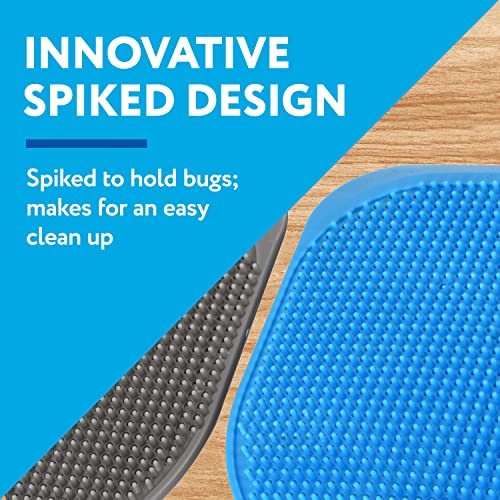 [4 Pack] Extra Large Spiky Fly Swatter for Indoors & Outdoors - Blue & Grey Plastic Fly Swatter - Spiked Fly Swatters Multi Pack for Easy Bug Disposal - Fly Swatters Bulk Pack - 5'' Smashing Surface