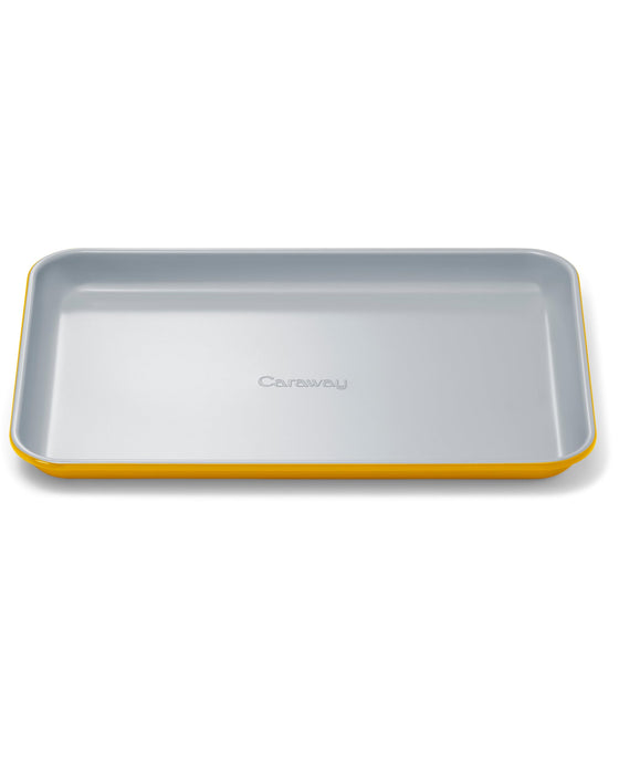 Caraway Nonstick Ceramic Small Baking Sheet (9x13”) – Non-Toxic, PTFE & PFOA Free – Oven Safe – Aluminized Steel Core – Mini Sheet Pan for Baking, Roasting & More - Marigold