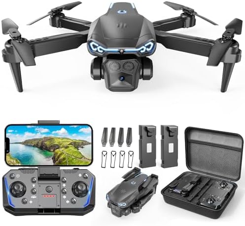 Drone with Camera 1080P HD, FPV Foldable Drone for Adults Kids, One-Key Take Off/ Landing, 3D Flips, Altitude Hold, Speed Adjustment, Headless Mode, 2 Batteries, Toys Gifts for Boys Girls, Beginner