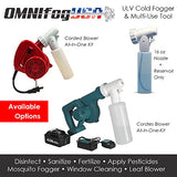 OmniFog ULV Cold Fogger & Bonus Leaf Blower Adjustable 10-110 Micron Mister Disinfectant Tool, Repel Mosquitos, Clean Large Areas, Apply Fertilizer, Pesticide (32 oz Kit + Cordless Blower)