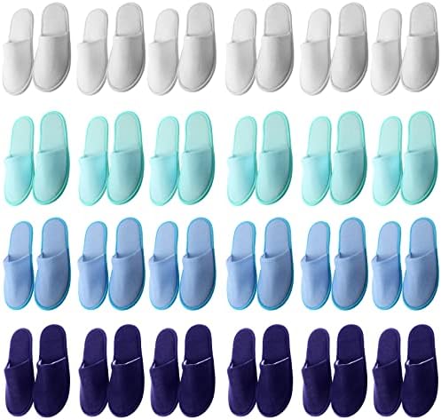 Geyoga 24 Pairs Disposable Slippers for Guests Bulk Women Men 2 Size Cotton Soft Hotel Spa Slippers for Home Indoor Travel Wedding Party