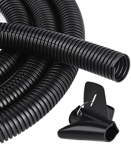 CrocSee 25ft - 1/2 inch Flame Retardant Split Wire Loom Tubing with Installation Tool - Flexible Wire Covers Cord Protectors - Black