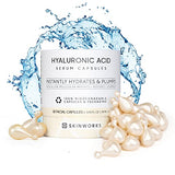 SKINWORKS Hyaluronic Acid Serum for Face, Anti Aging Serum for Fine Lines & Wrinkles, Hydrating Glow Serum, Face Moisturizer Plump & Repair Dry Skin, Unscented, 30 Capsules