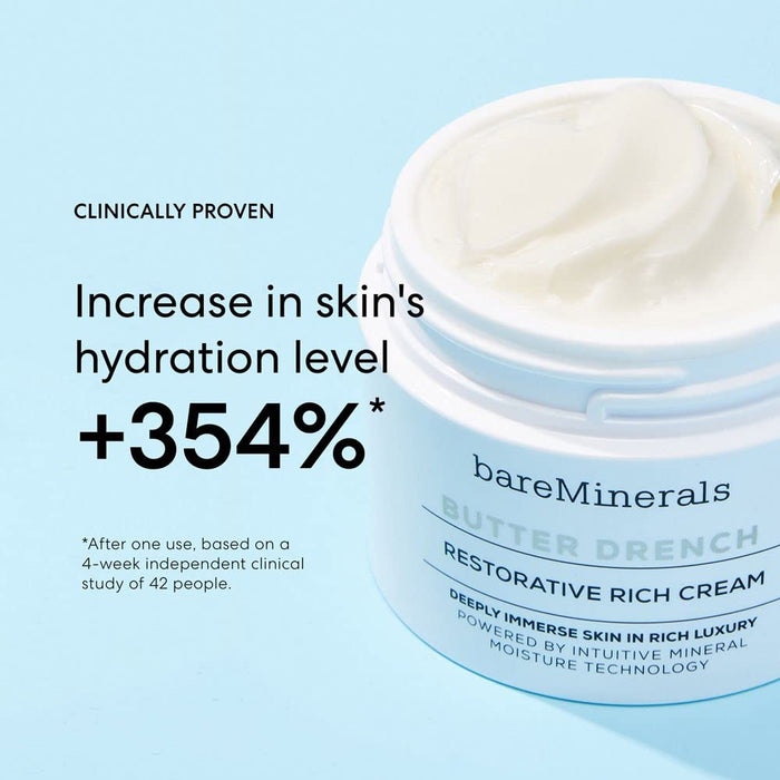 bareMinerals Butter Drench Restorative Rich Face Cream, Hydrating Face Lotion, Helps Skin Retain Moisture, Soothes Dry Skin, Non-Comedogenic, Vegan