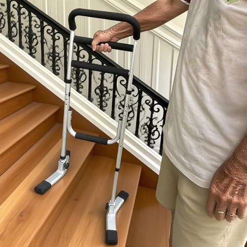 Stair Assist Cane, Stand Assist Aid for Elderly Adjustable Aluminum Assistive Device Portable Lift Stair Assist Mobility Aid for Seniors for Bed, Couch, Recliner Chair
