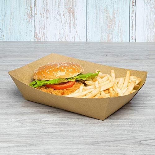 Karat FP-FT500K Kraft Paper Food Serving Tray, 5.0lb Capacity, for Roasted Chicken, Ribs, Steaks, Pack of 500