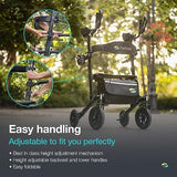 Helavo All Terrain Upright Walker with Flat-Free Solid Rubber Tires - Outdoor Stand Up Walker for Seniors - Tall Standing Rollator with Seat